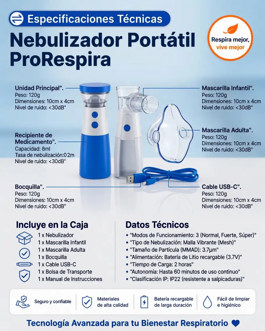 Nebulizador portátil- Alivio rápido para tu pequeño