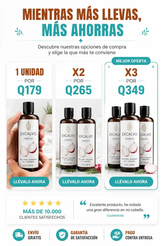 SHAMPOO EXCALVO ANTICAIDA Y ESTILUMANTE PARA EL CRECIMIENTO