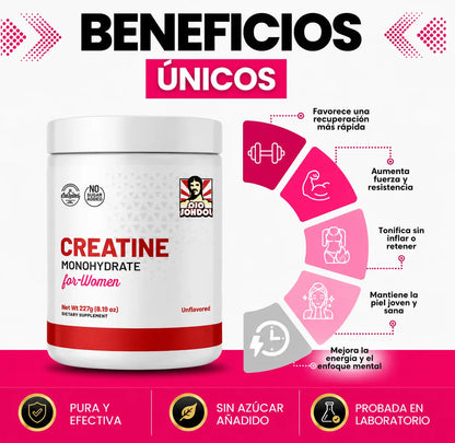 CREATINA CON MONOHIDRATO PARA MUJER - TONIFICA TU CUERPO SIN INFLARTE