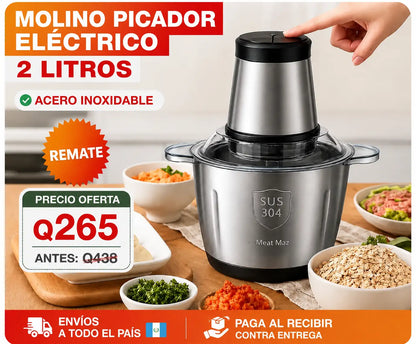 MOLINO PICADOR ELÉCTRICO ACERO INOXIDABLE / 2 LITROS (TAMAÑO GRANDE)   🔥