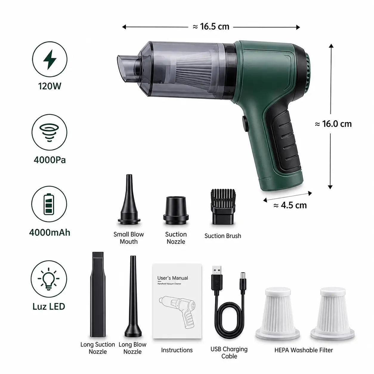 MINI ASPIRADORA PORTATIL 3 EN 1