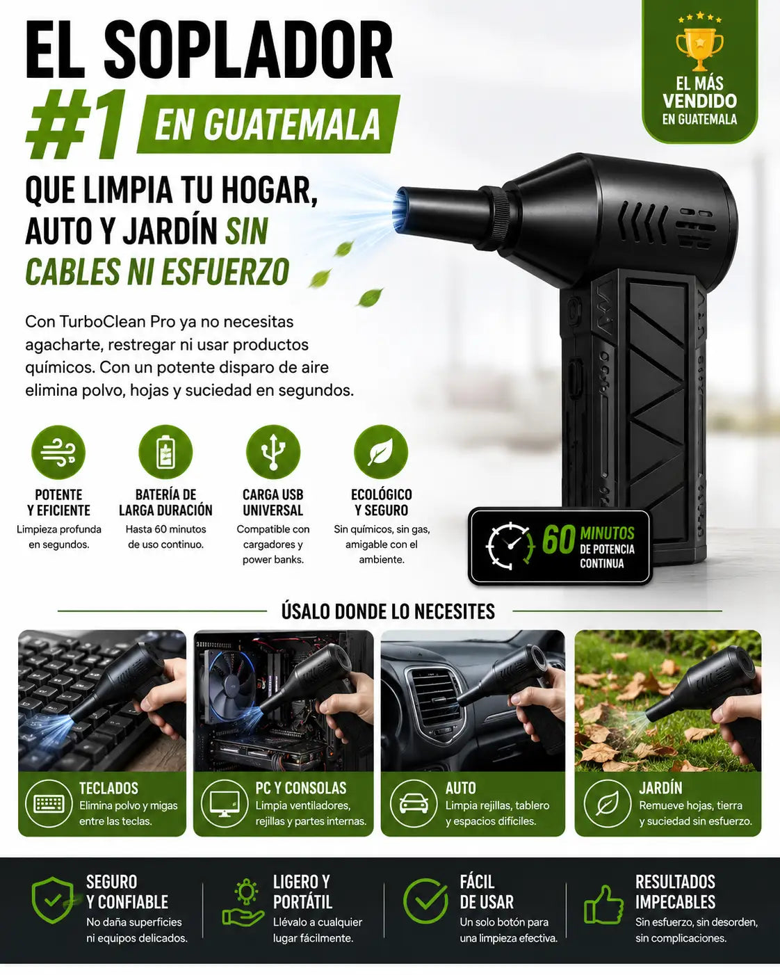 SOPLADOR DE AIRE ELÉCTRICO TurboClean Pro