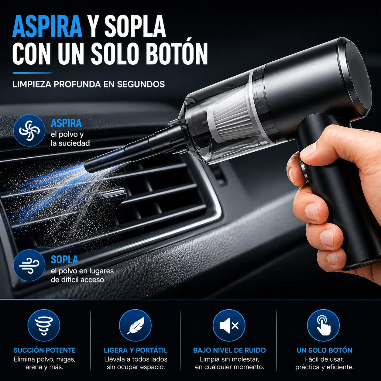 MINI ASPIRADORA PORTATIL 3 EN 1