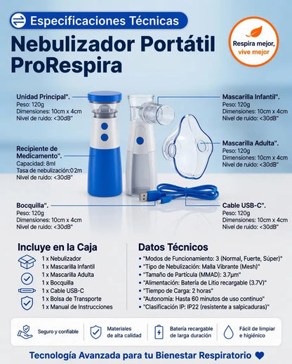 Nebulizador portátil- Alivio rápido para tu pequeño